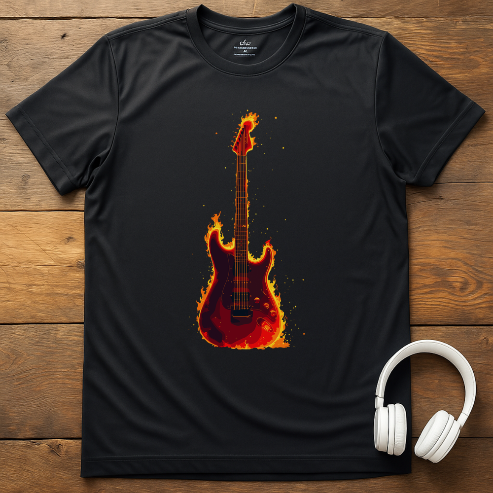 Fire Guitar T-Shirt - Black