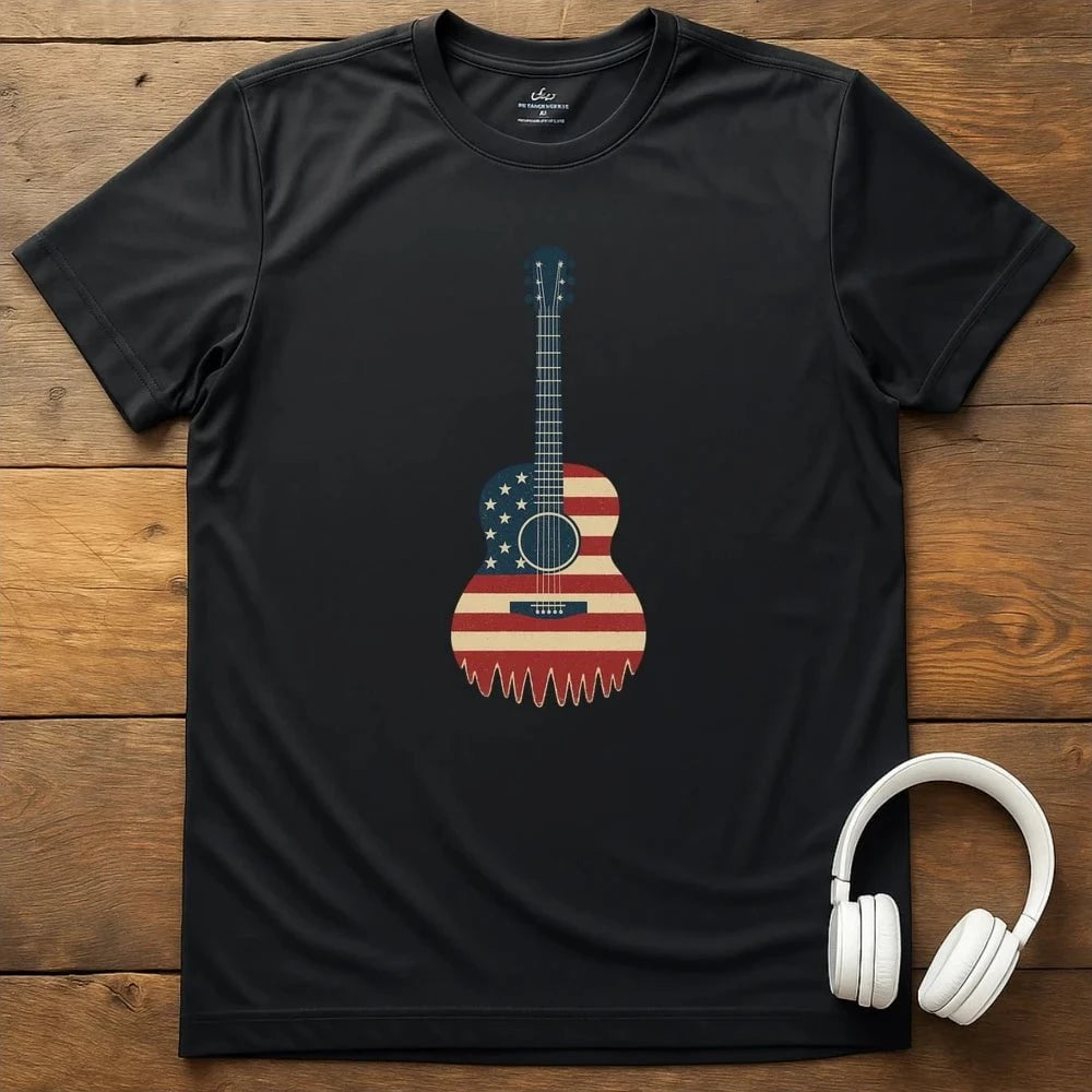 Flag Guitar T-Shirt - Black