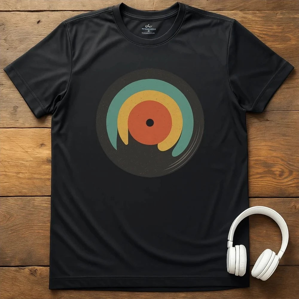 Retro Record T-Shirt - Black