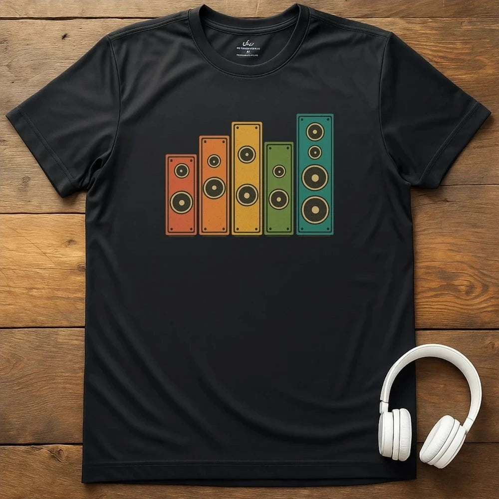 Speaker Rainbow T-Shirt - Black