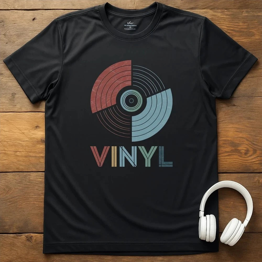 Retro Vinyl T-Shirt - Black