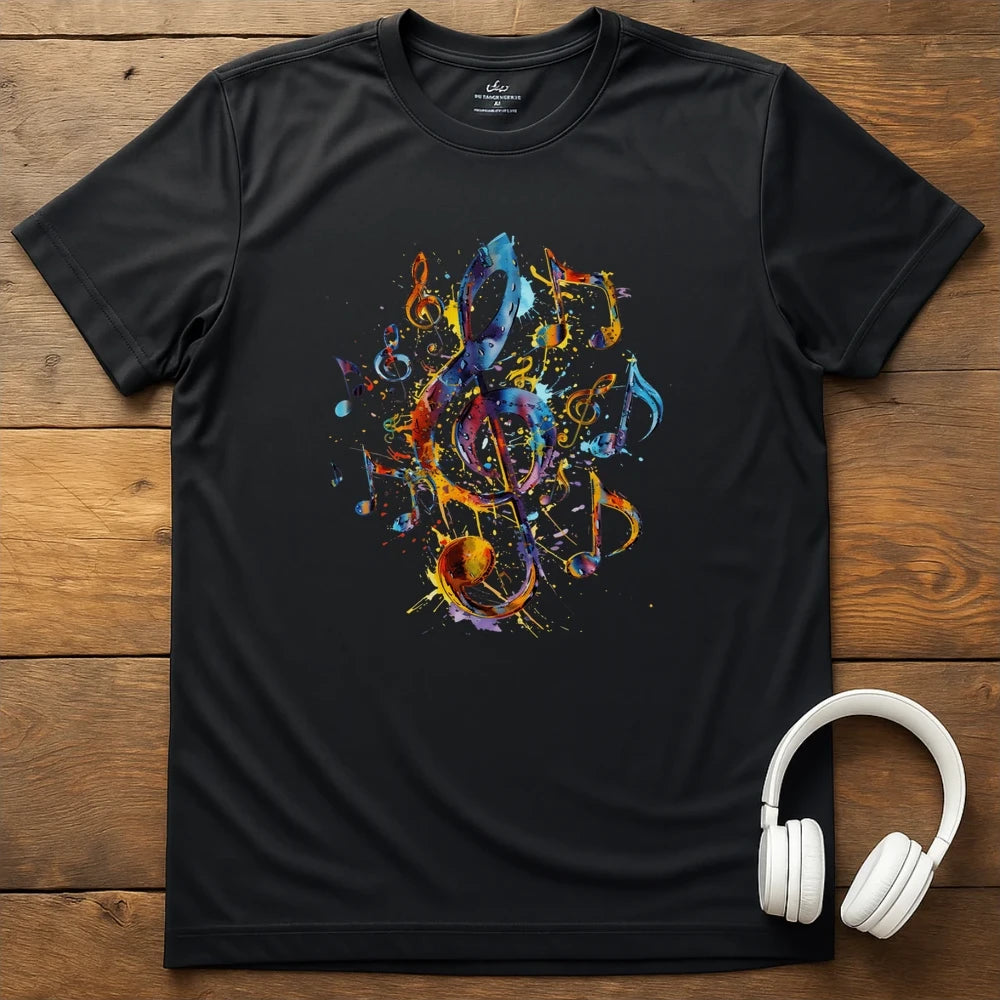 Music Notes T-Shirt - Black