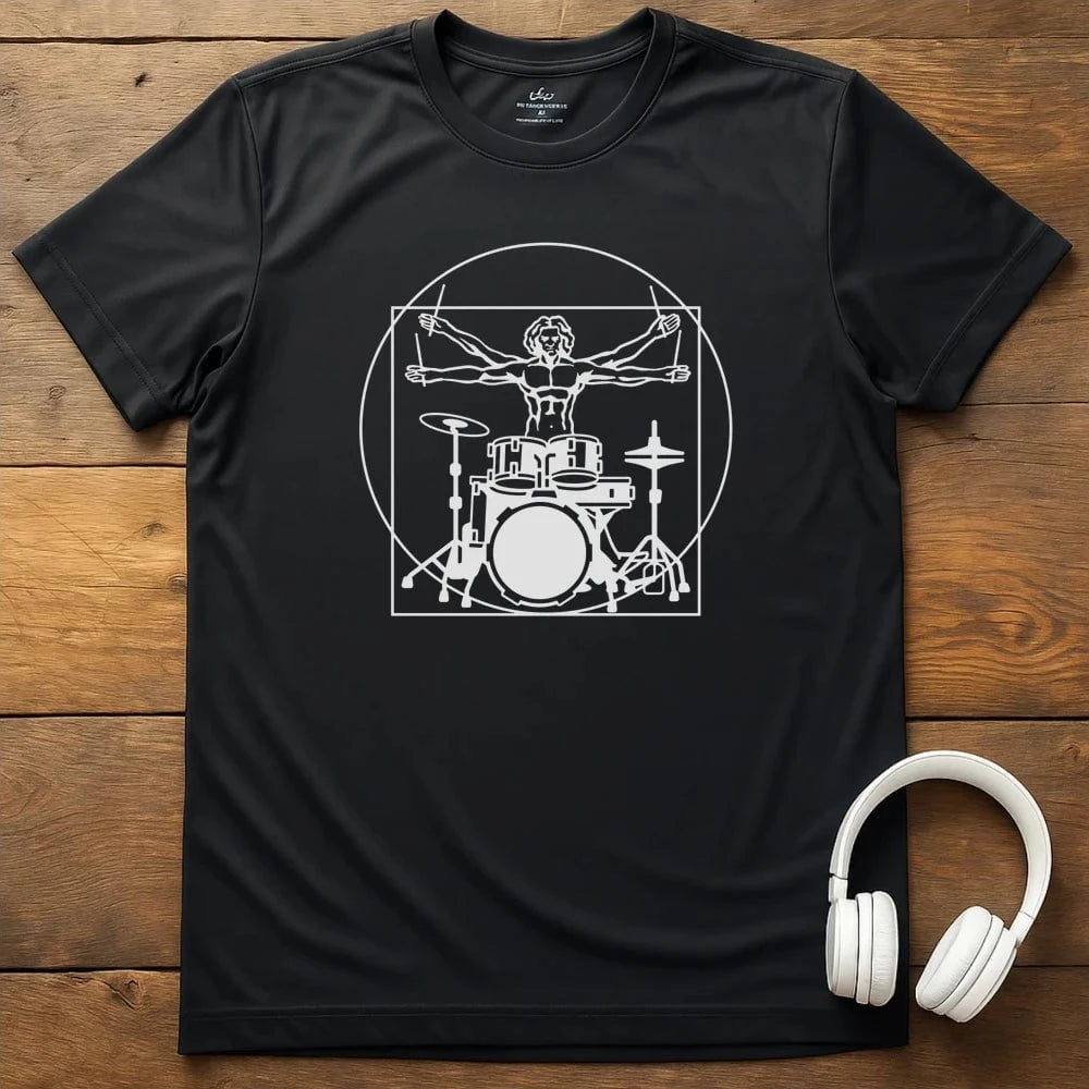 Vitruvian Drummer T-Shirt - Black