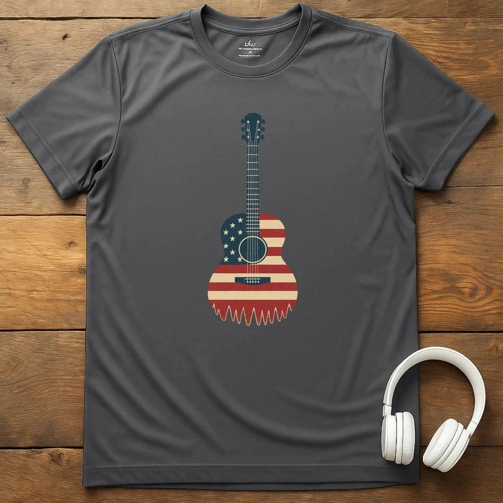 Flag Guitar T-Shirt - Charcoal