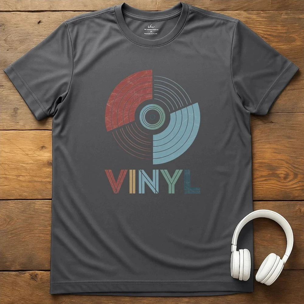 Retro Vinyl T-Shirt - Charcoal