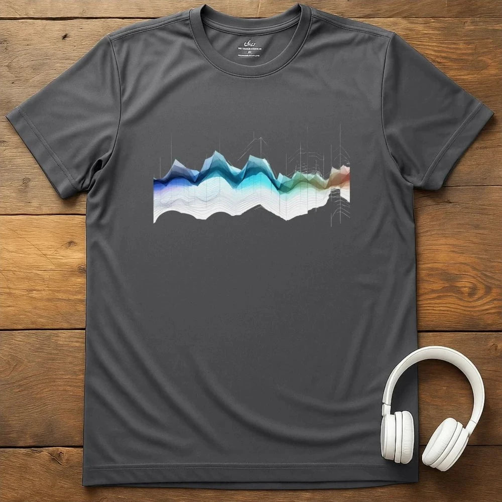 Geo Soundwaves T-Shirt - Charcoal