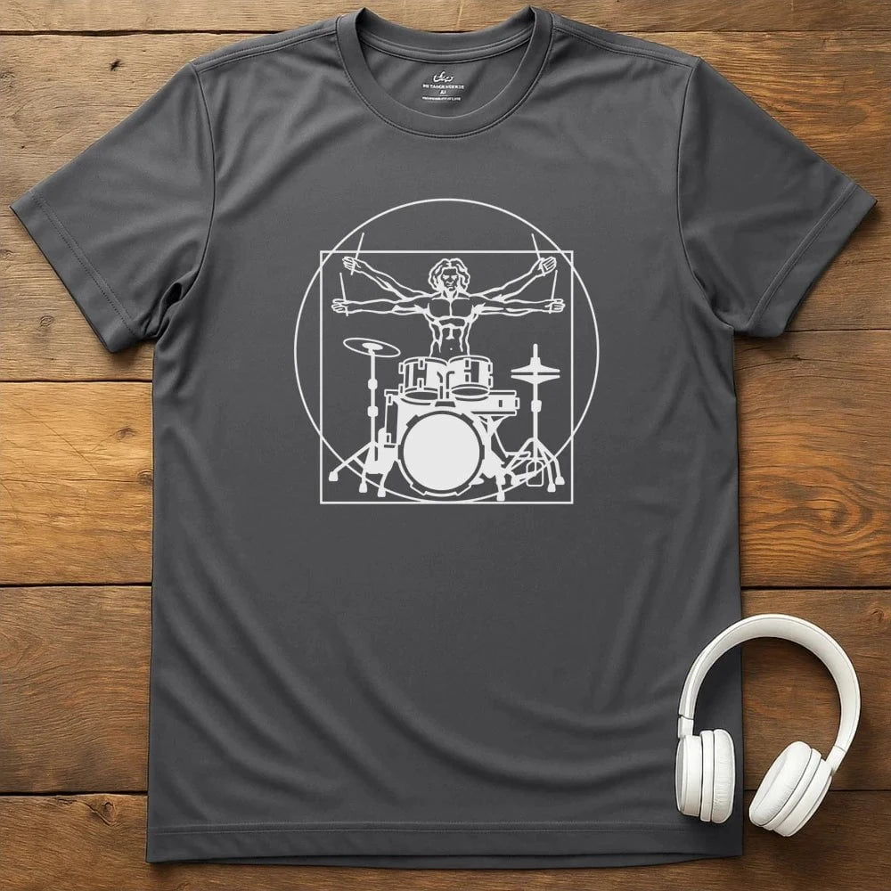 Vitruvian Drummer T-Shirt - Charcoal