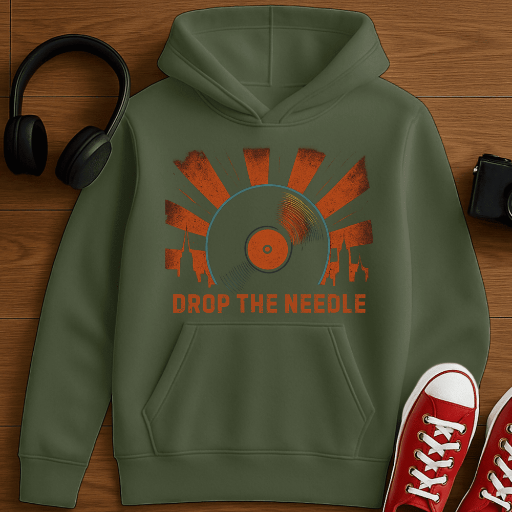 Drop The Needle Hoodie - Military Green