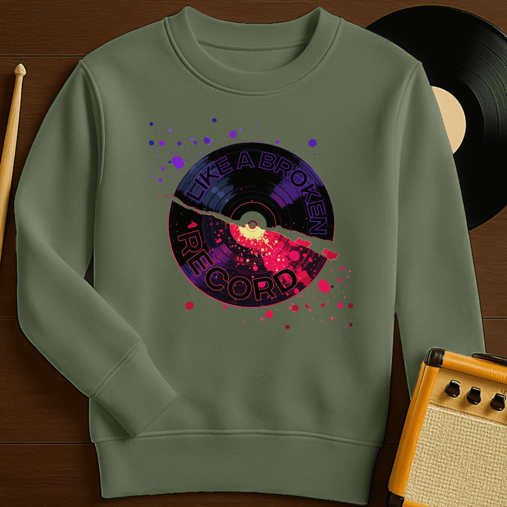 Broken Record Crewneck - Military Green