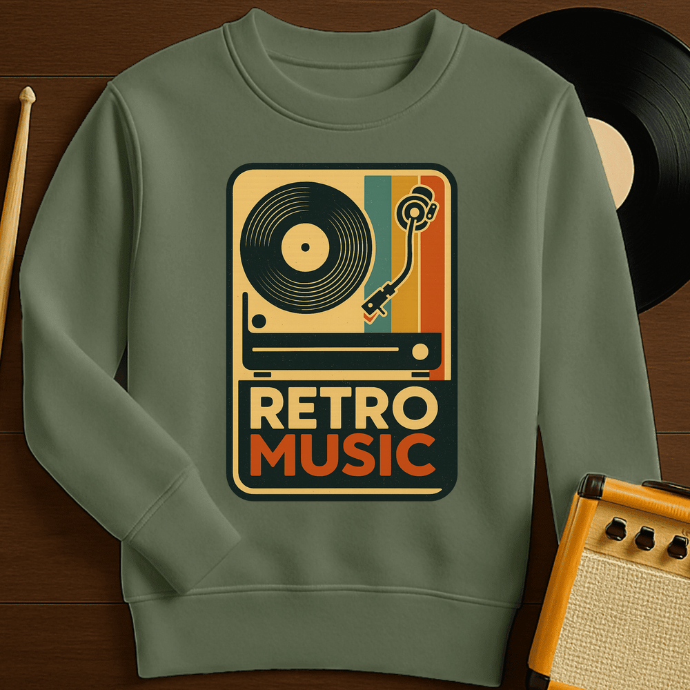 Retro Music Crewneck - Military Green