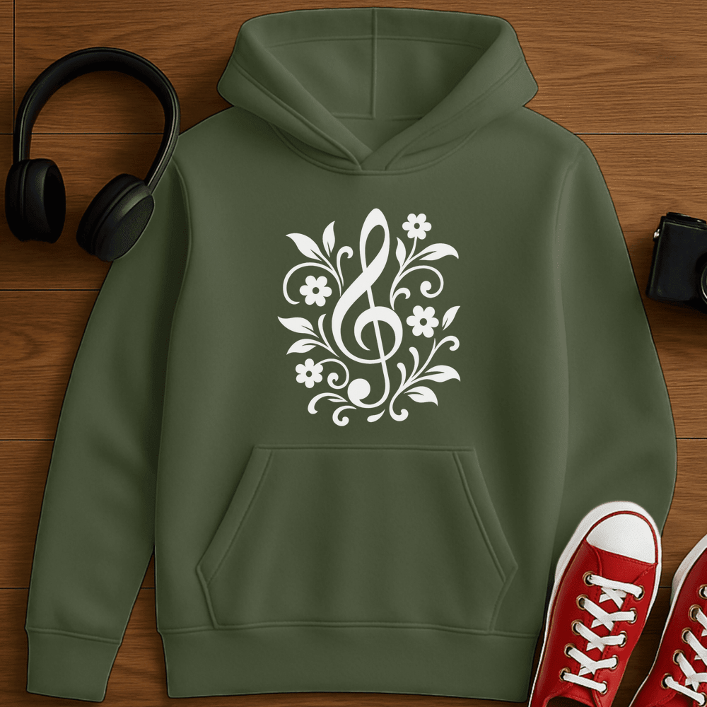Treble Clef Hoodie - Military Green