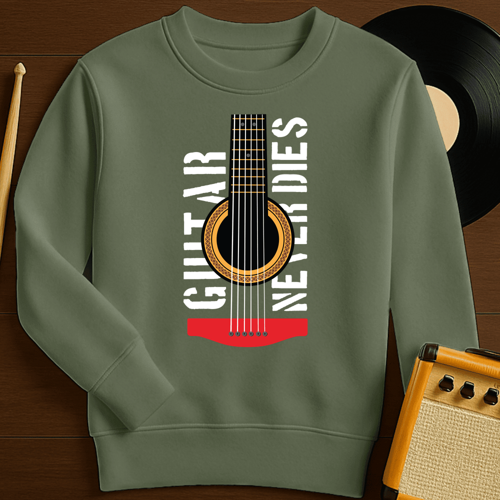 Guitar Never Dies Crewneck - Military Green