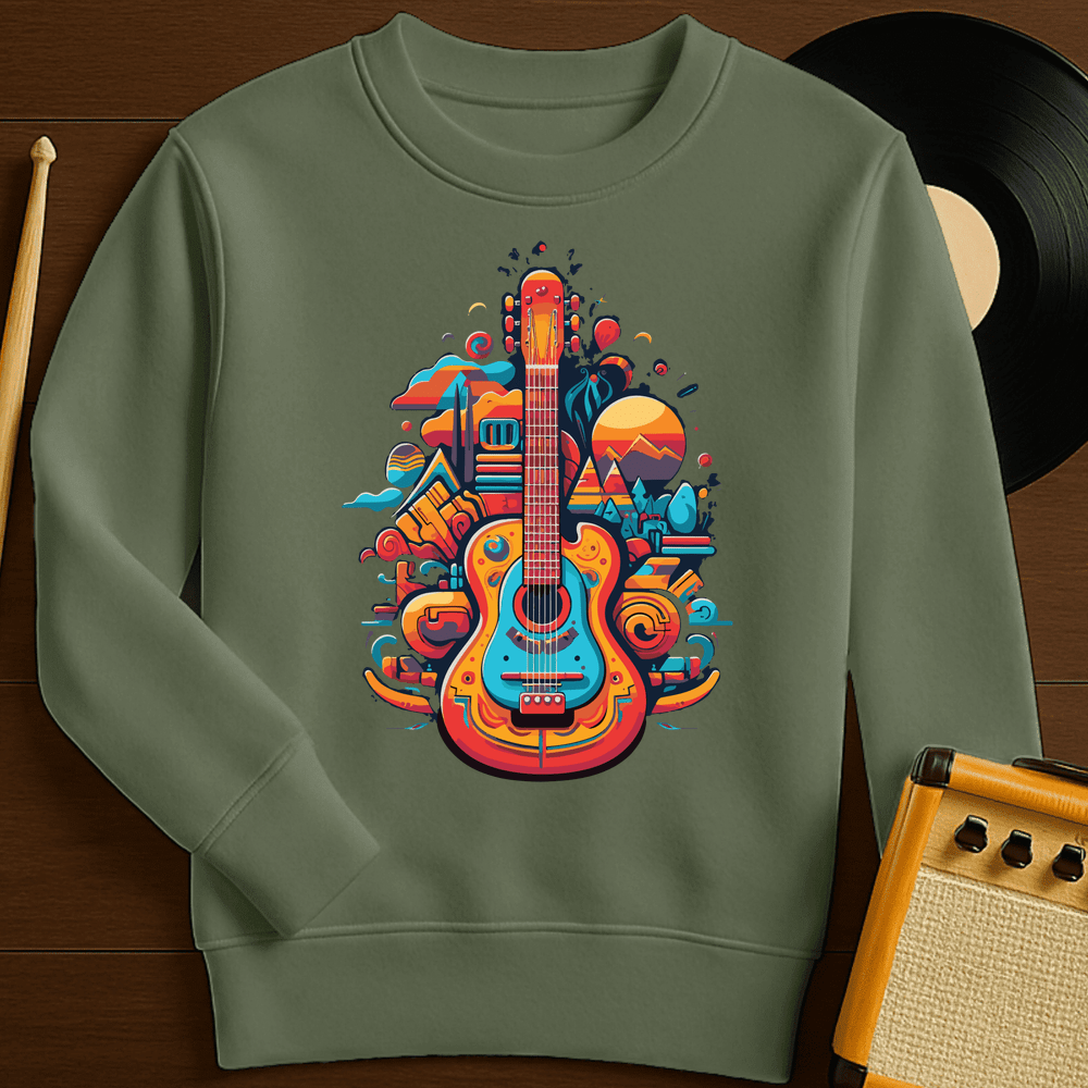 Guitar Vibing Crewneck - Military Green