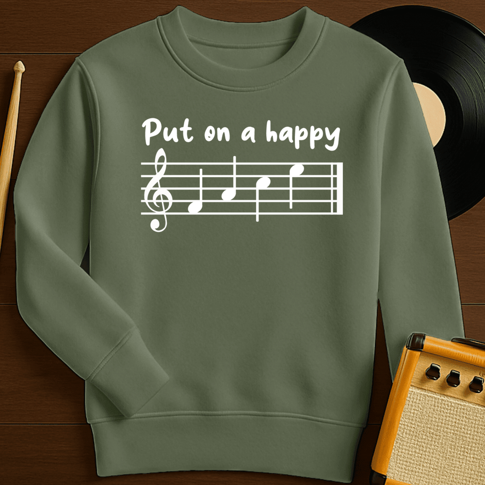 Happy Face Crewneck - Military Green