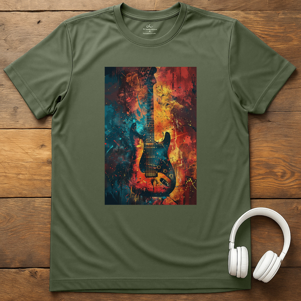 Vibrant Guitar T-Shirt - Military Green
