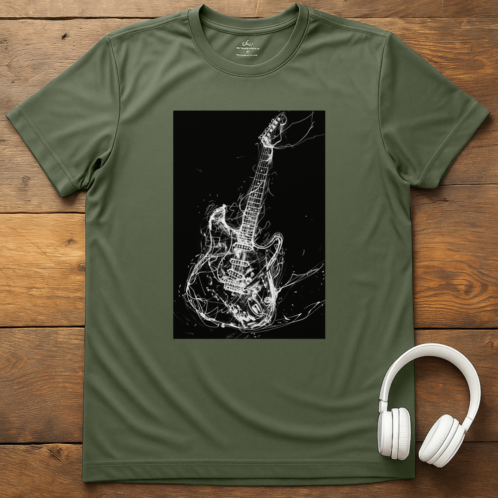 Tangled Electric Guitar T-Shirt - Military Green