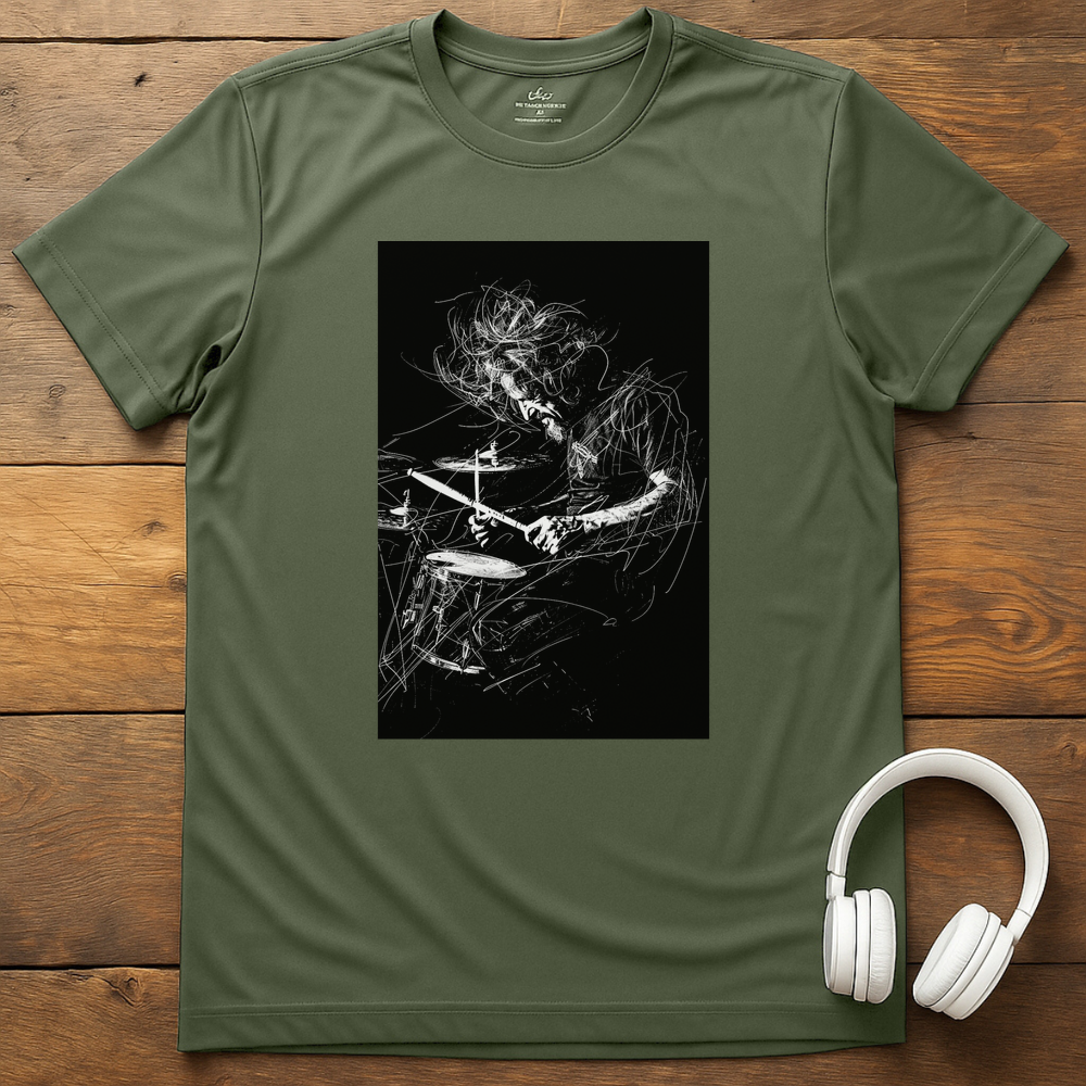 Tangled Drummer T-Shirt - Military Green