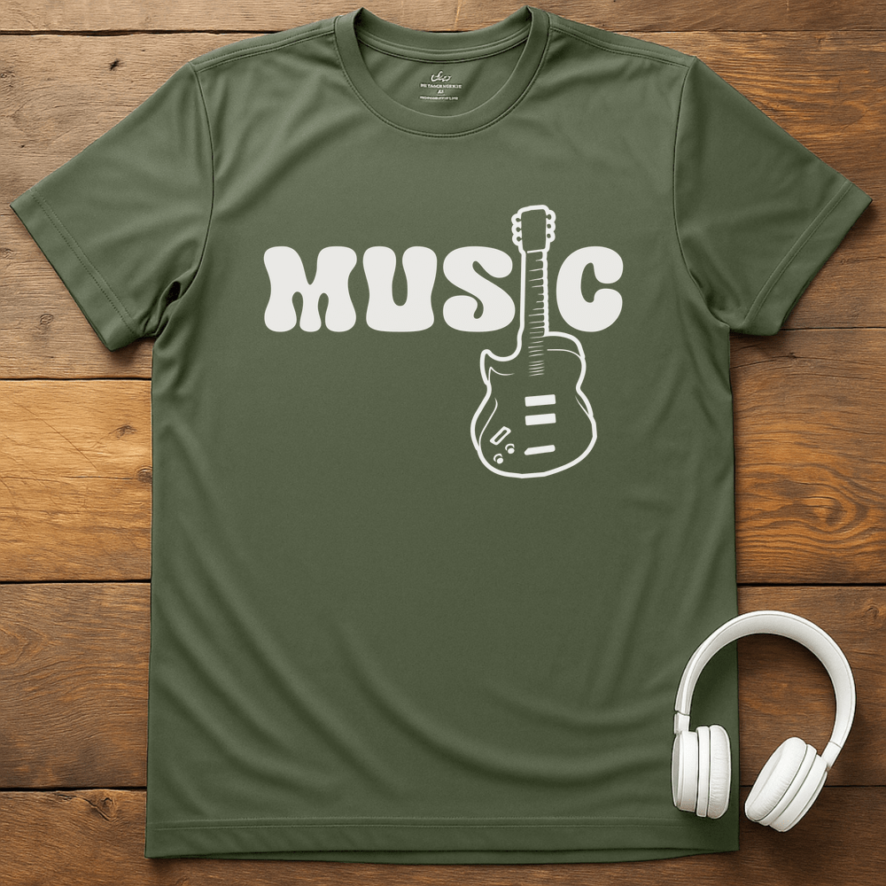 Guitar Music T-Shirt - Military Green