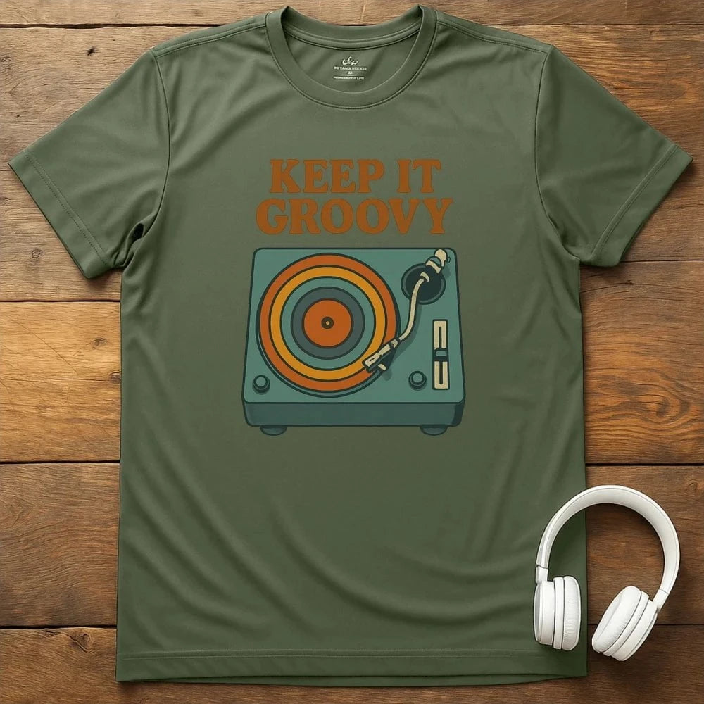 Keep It Groovy T-Shirt - Military Green