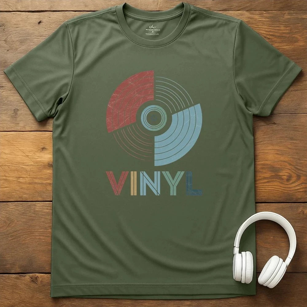 Retro Vinyl T-Shirt - Military Green
