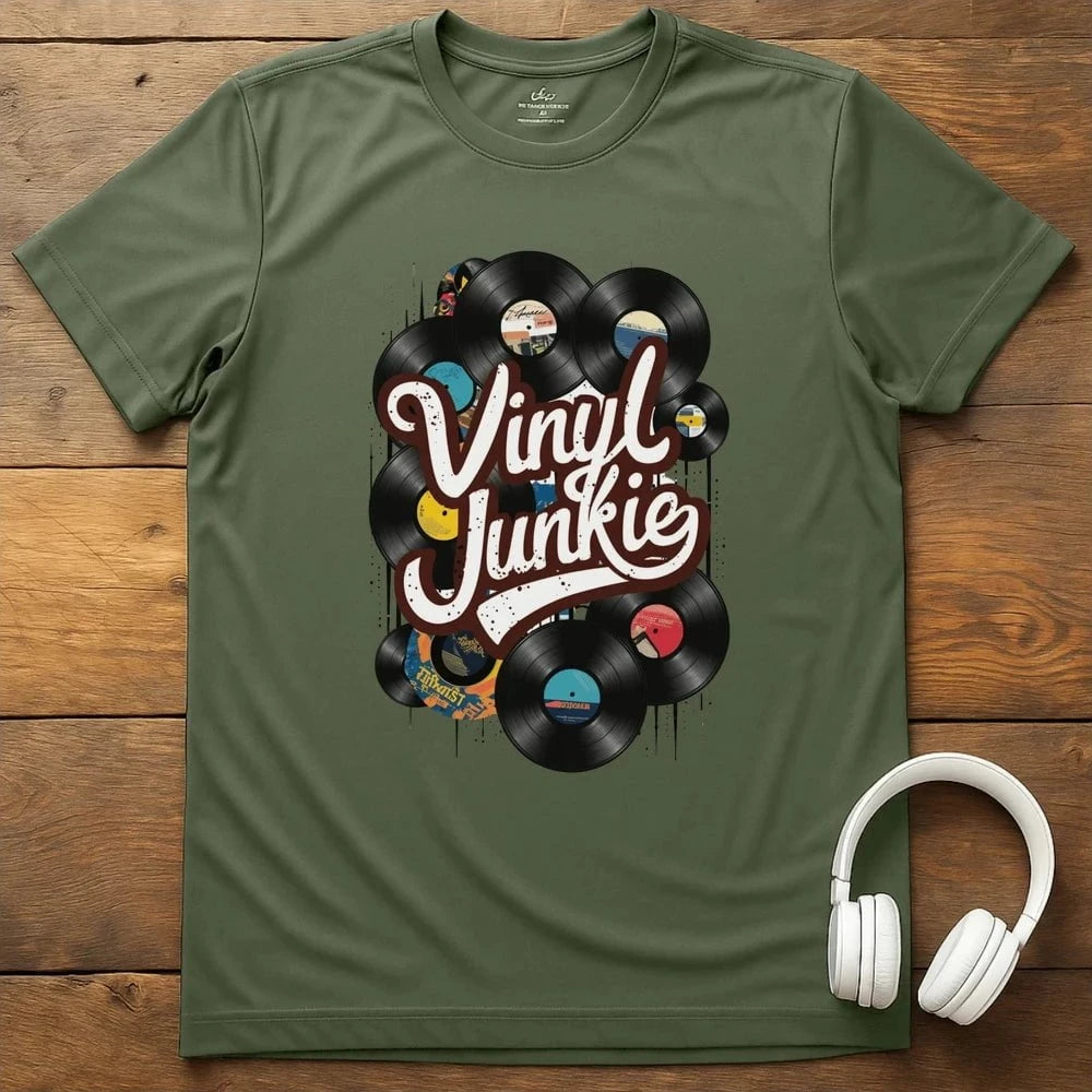 Vinyl Junkie T-Shirt - Military Green