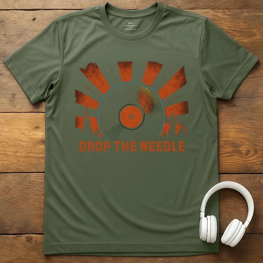 Drop The Needle T-Shirt - Military Green