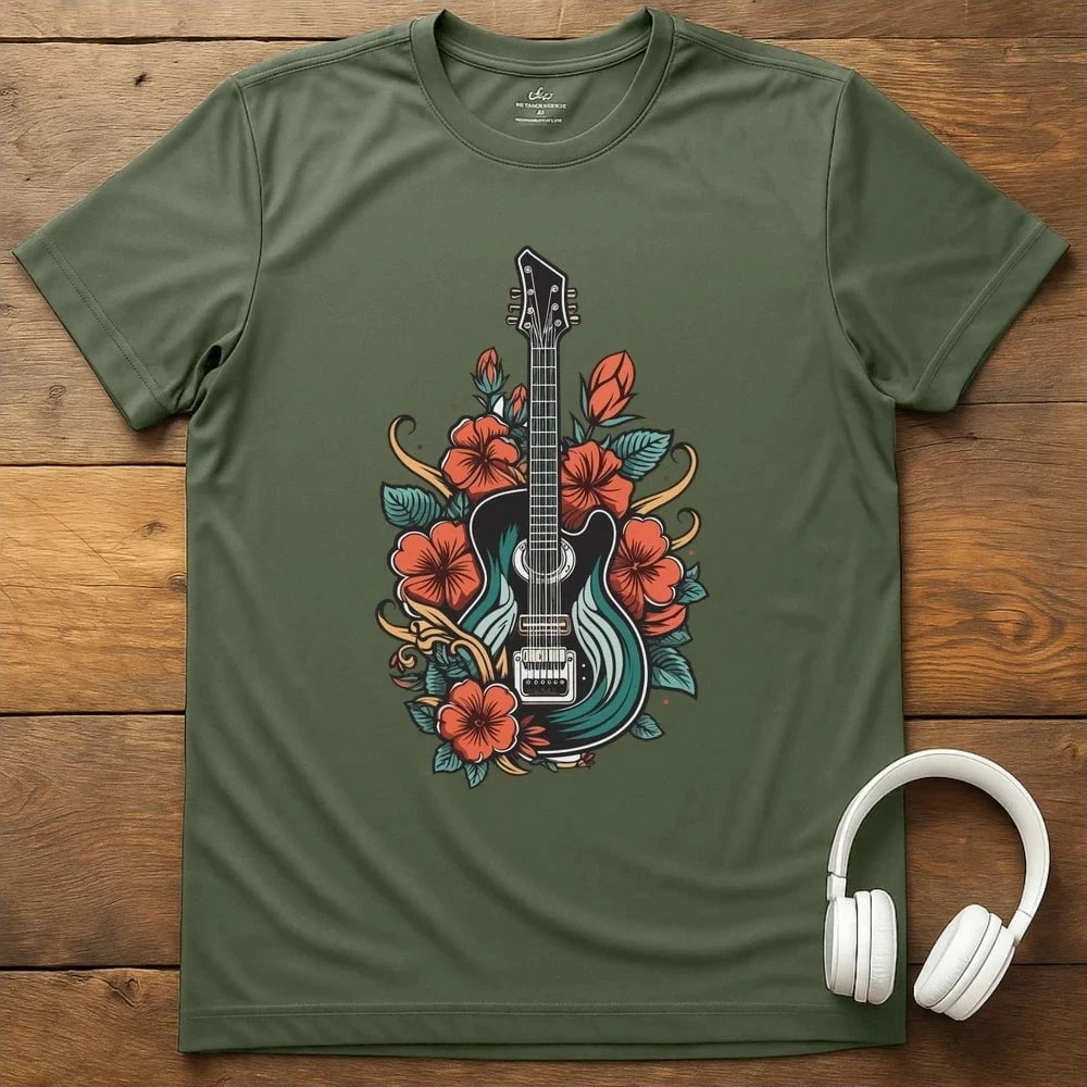 Valentino Guitar T-Shirt - Military Green
