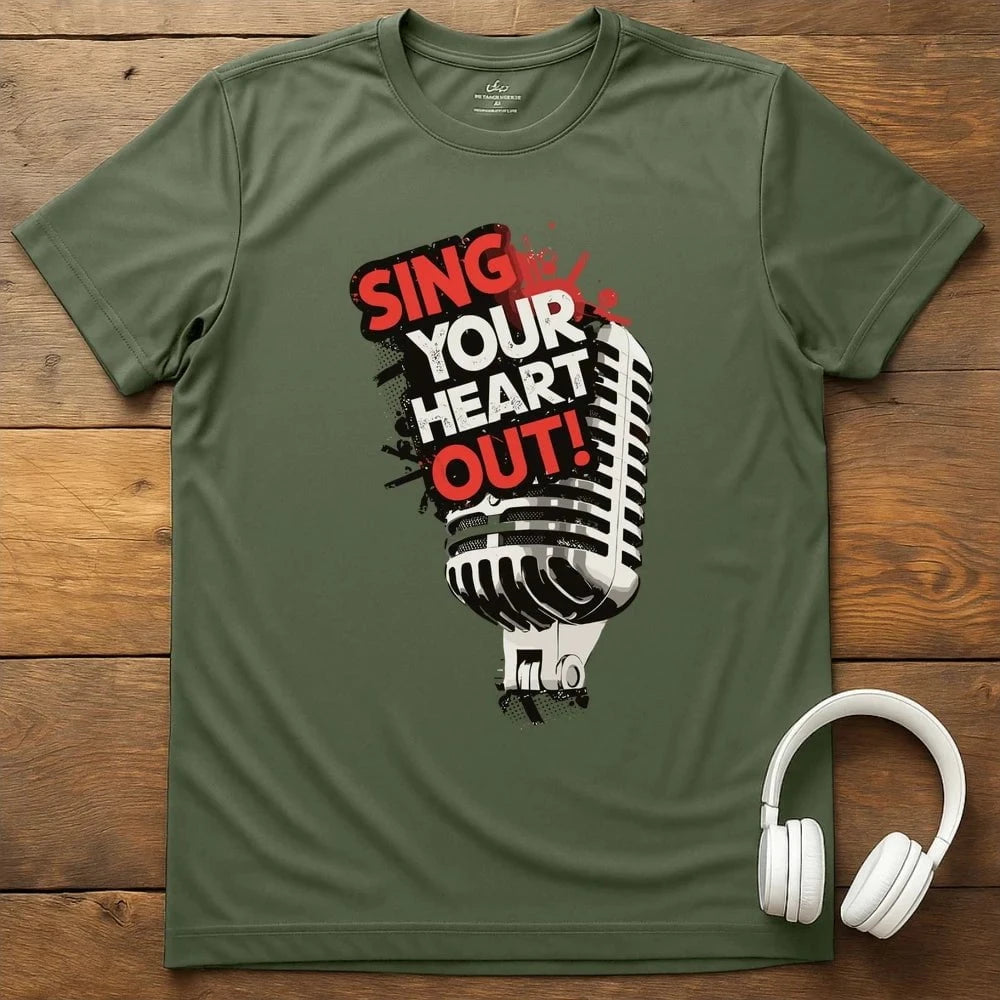 Sing Your Heart T-Shirt - Military Green