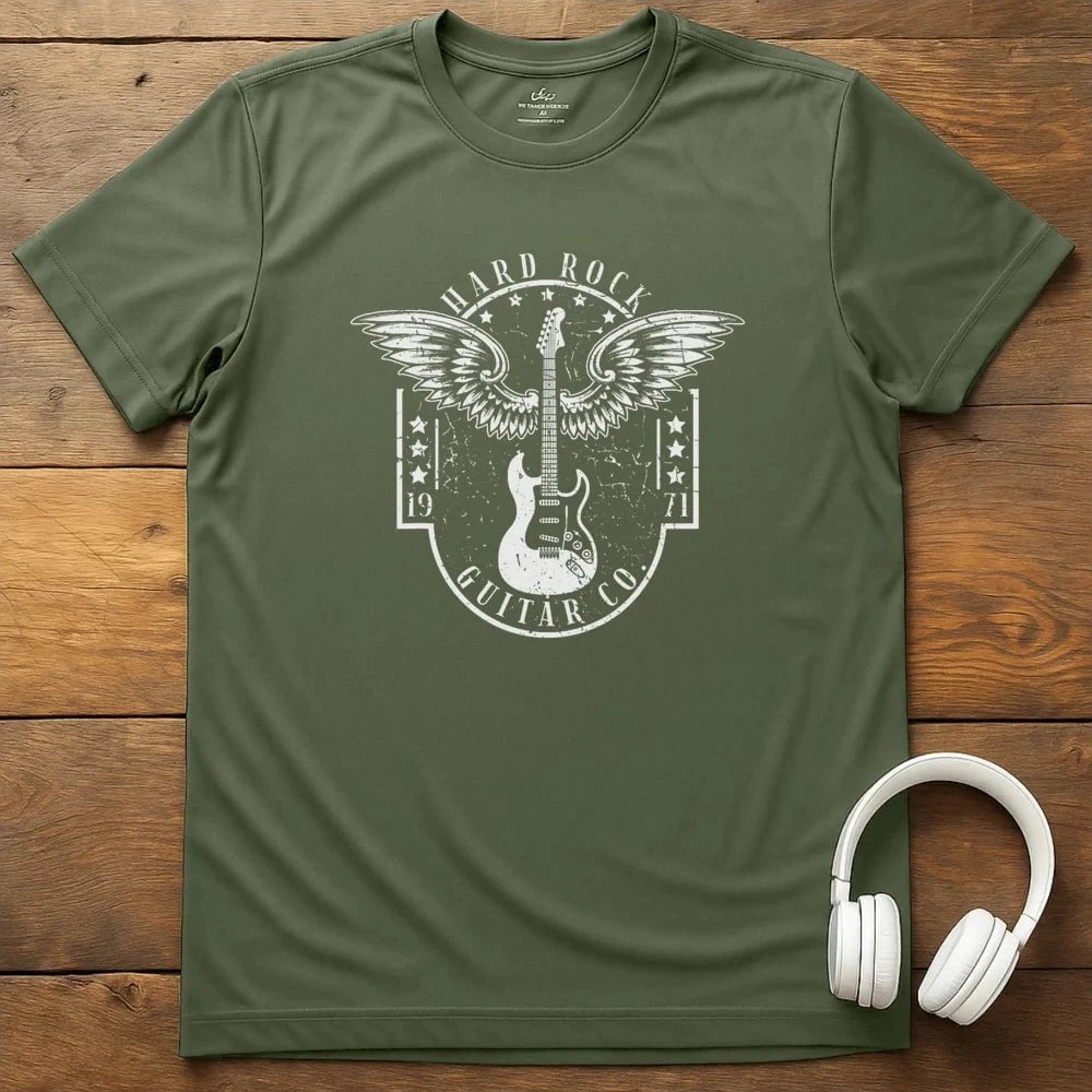 Hard Rock Guitar T-Shirt - Military Green