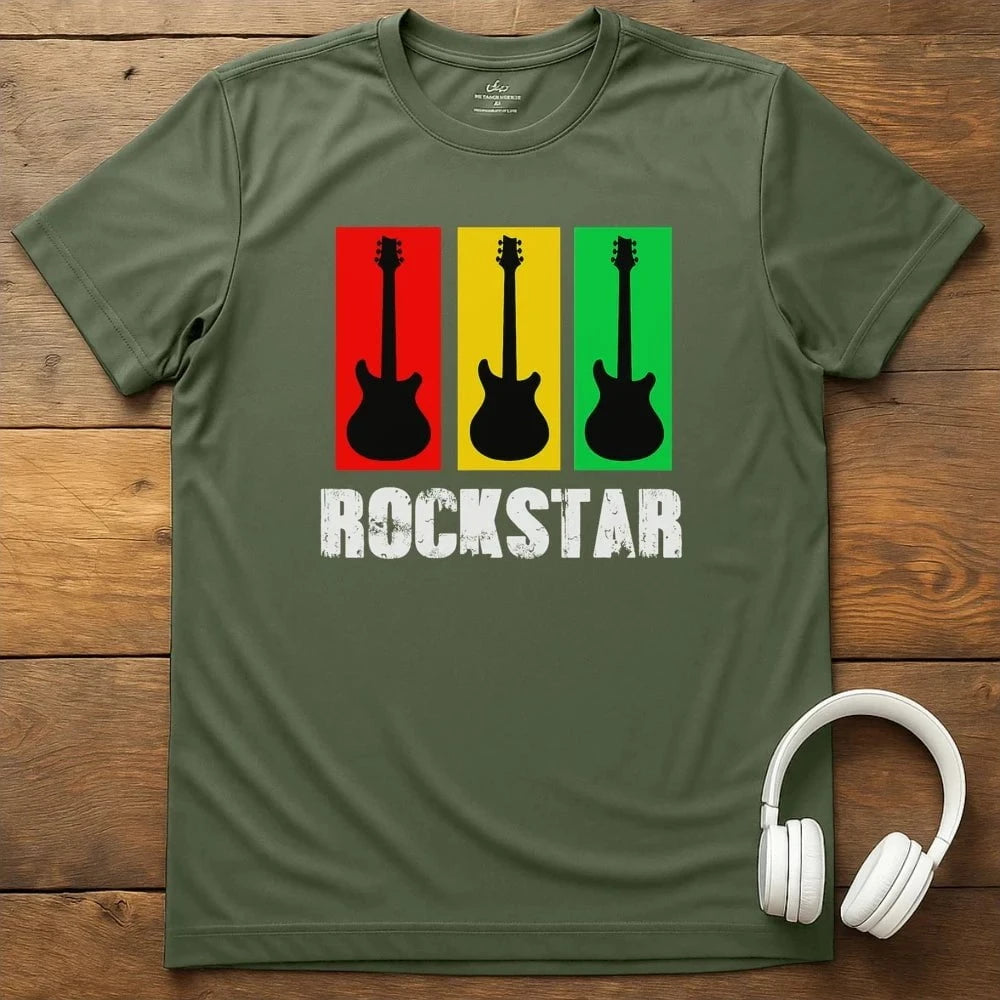 Rockstar Guitar T-Shirt - Military Green