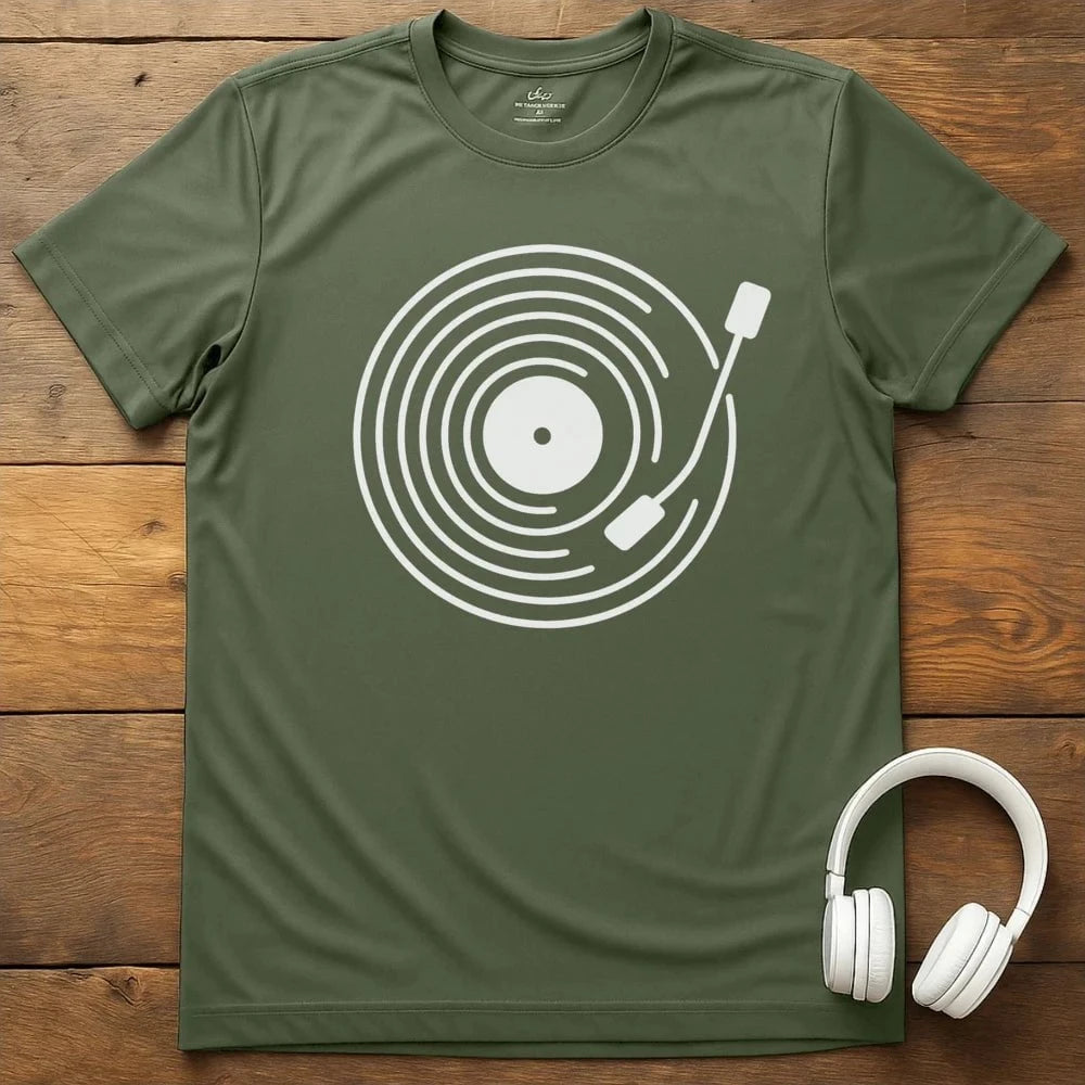 Spinning Record T-Shirt - Military Green