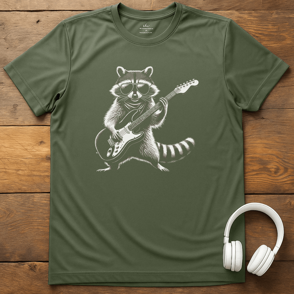 Racoon Rock T-Shirt - Military Green