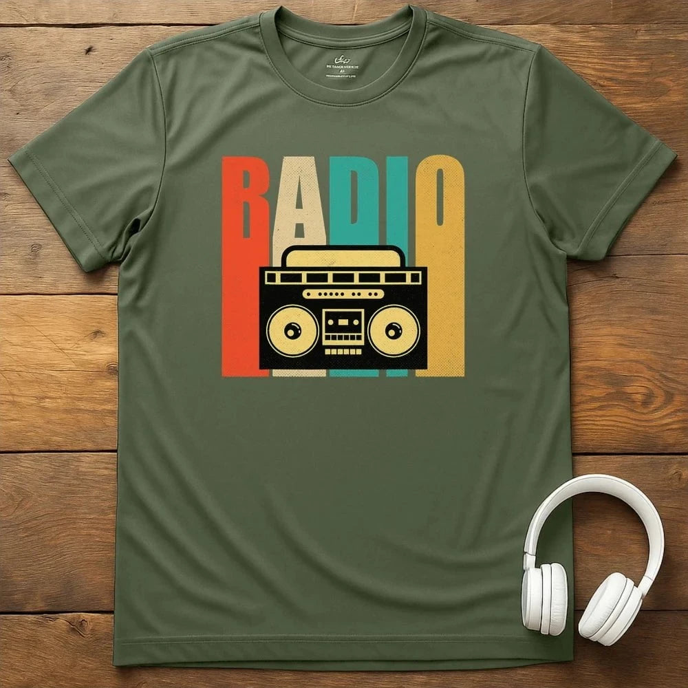Retro Radio T-Shirt - Military Green