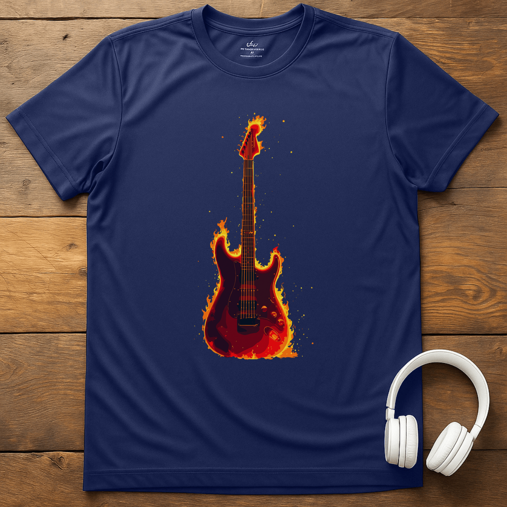 Fire Guitar T-Shirt - Navy