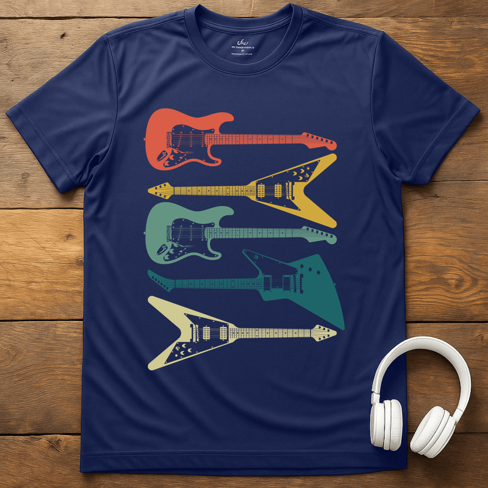 5 Electric Guitars T-Shirt - Navy