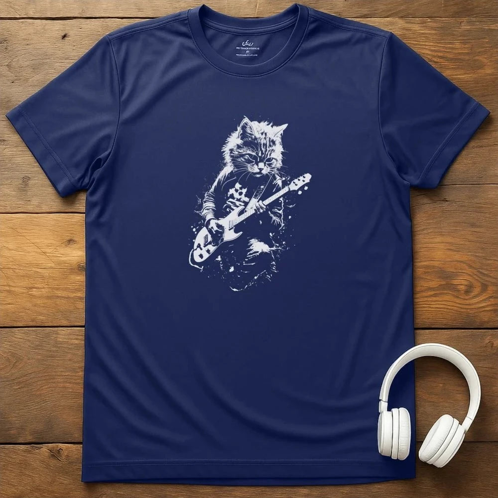 Cat Rocks Out T-Shirt - Navy