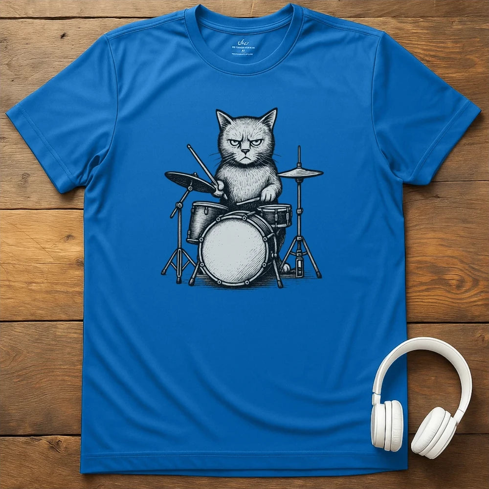 Cat Drums T-Shirt - Royal