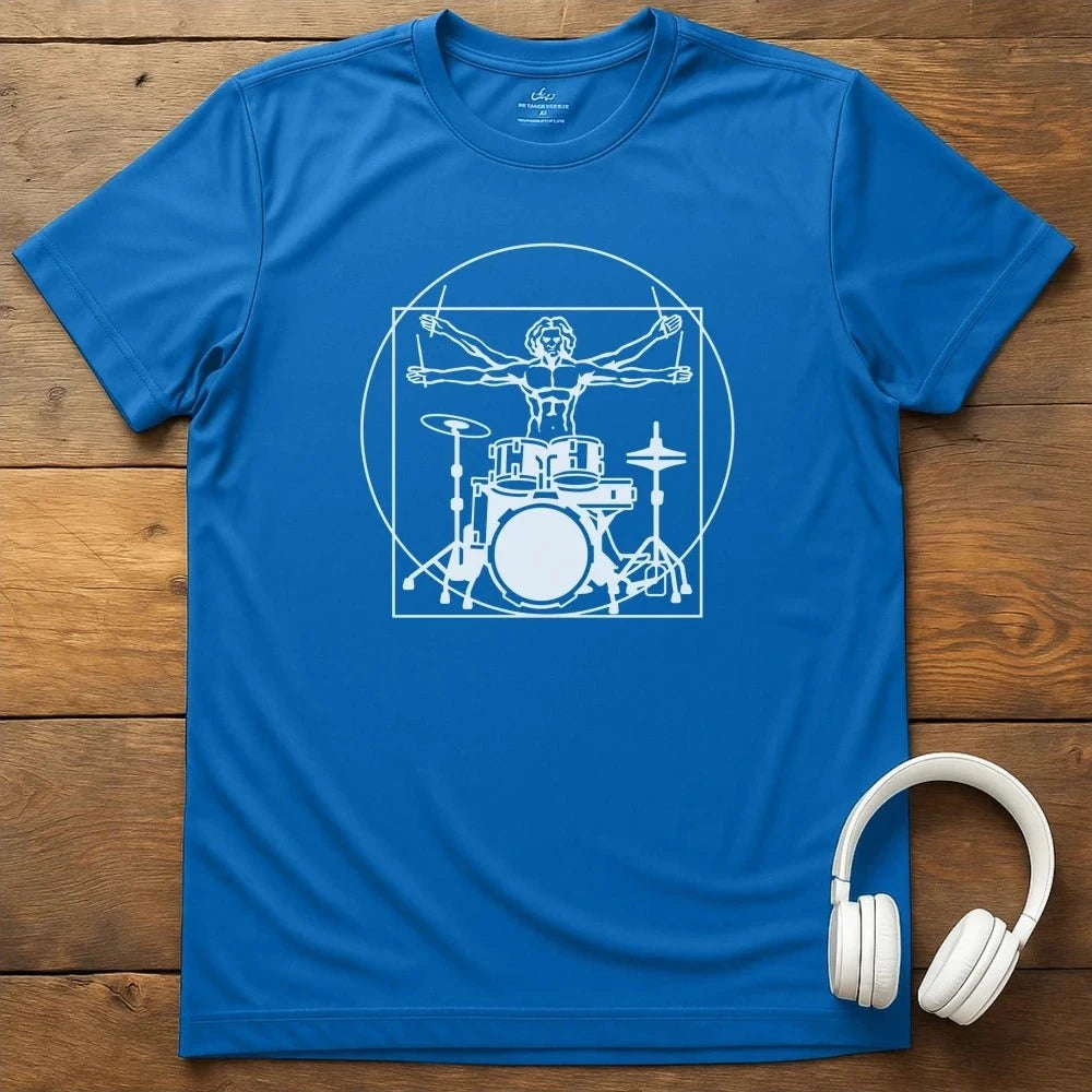 Vitruvian Drummer T-Shirt - Royal