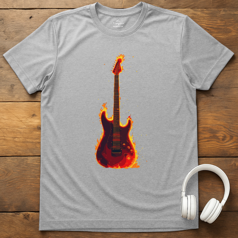 Fire Guitar T-Shirt - Sport Grey