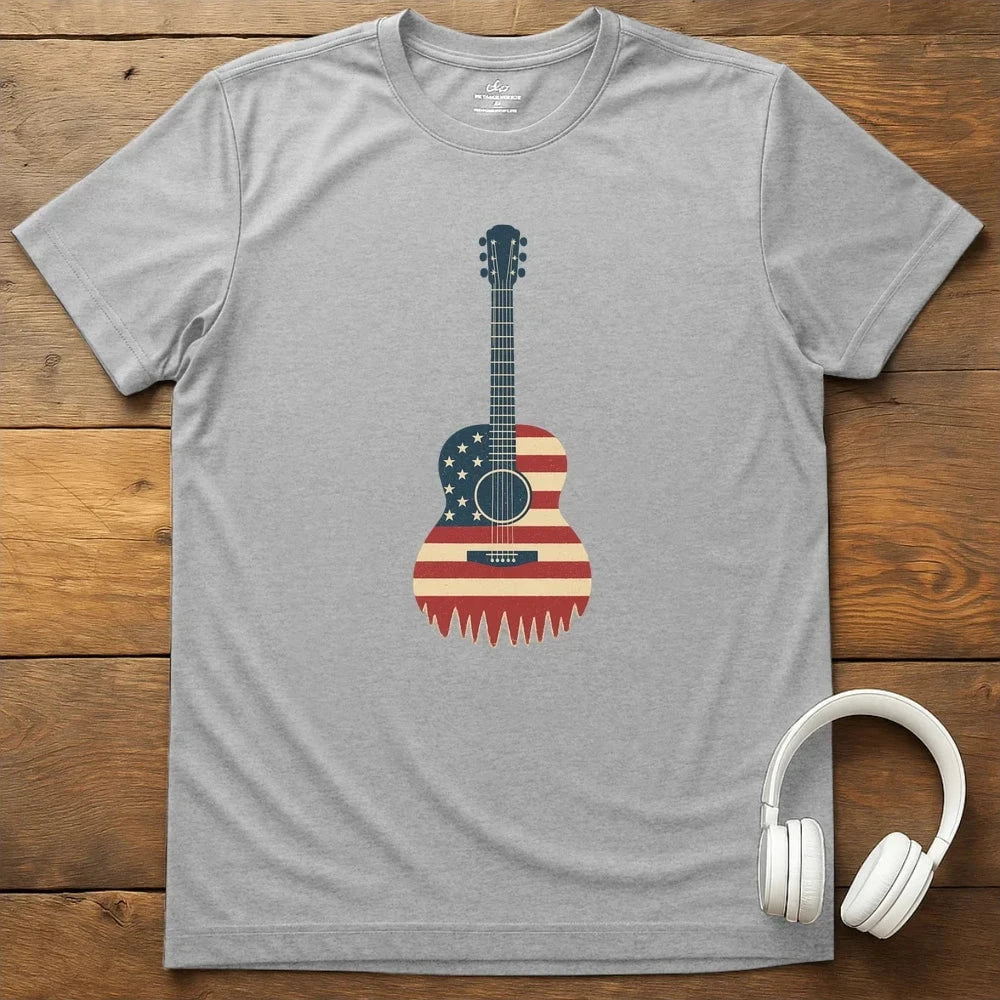 Flag Guitar T-Shirt - Sport Grey