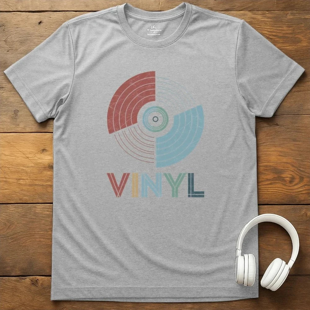 Retro Vinyl T-Shirt - Sport Grey