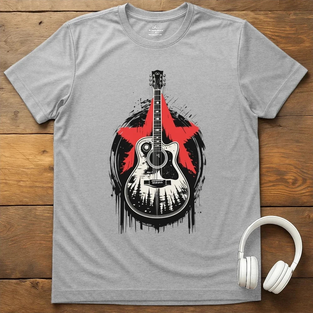 Red Star Guitar T-Shirt - Sport Grey