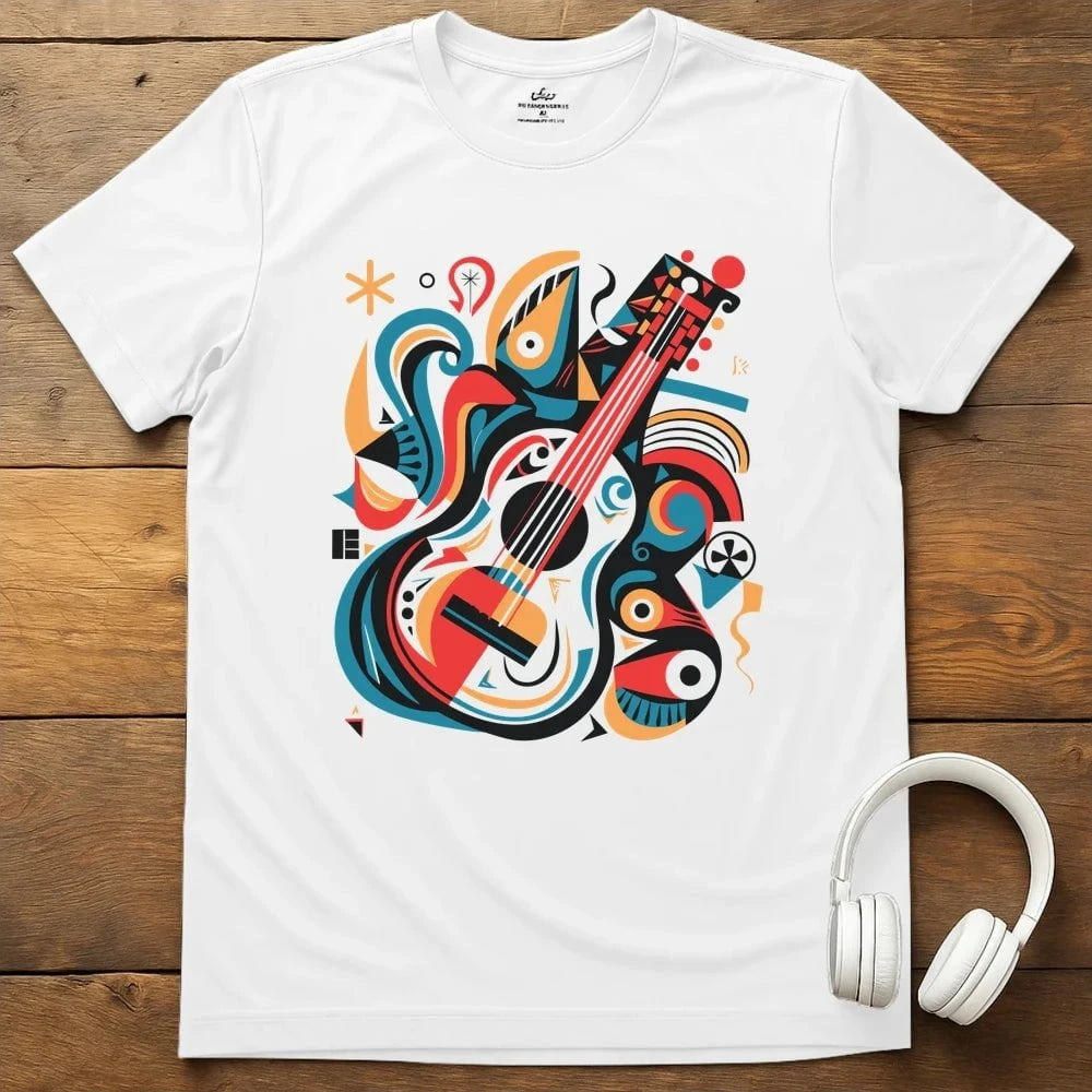 Abstract Guitar T-Shirt - White
