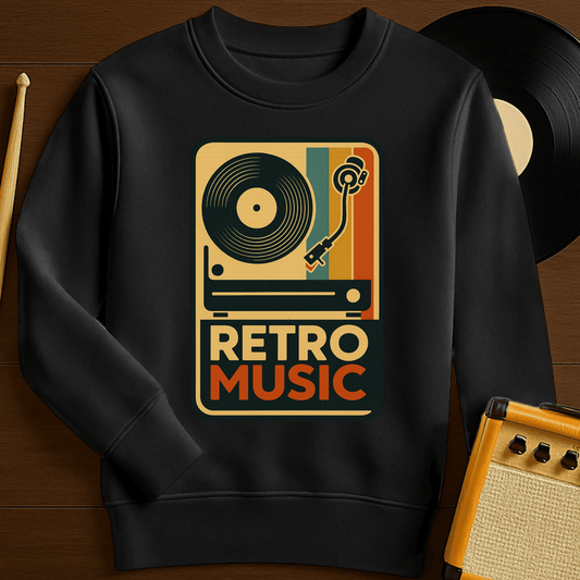 Retro Music Crewneck - Black