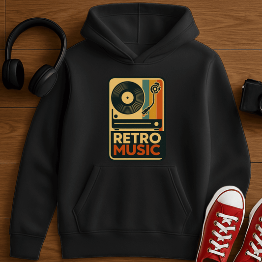 Retro Music Hoodie - Black