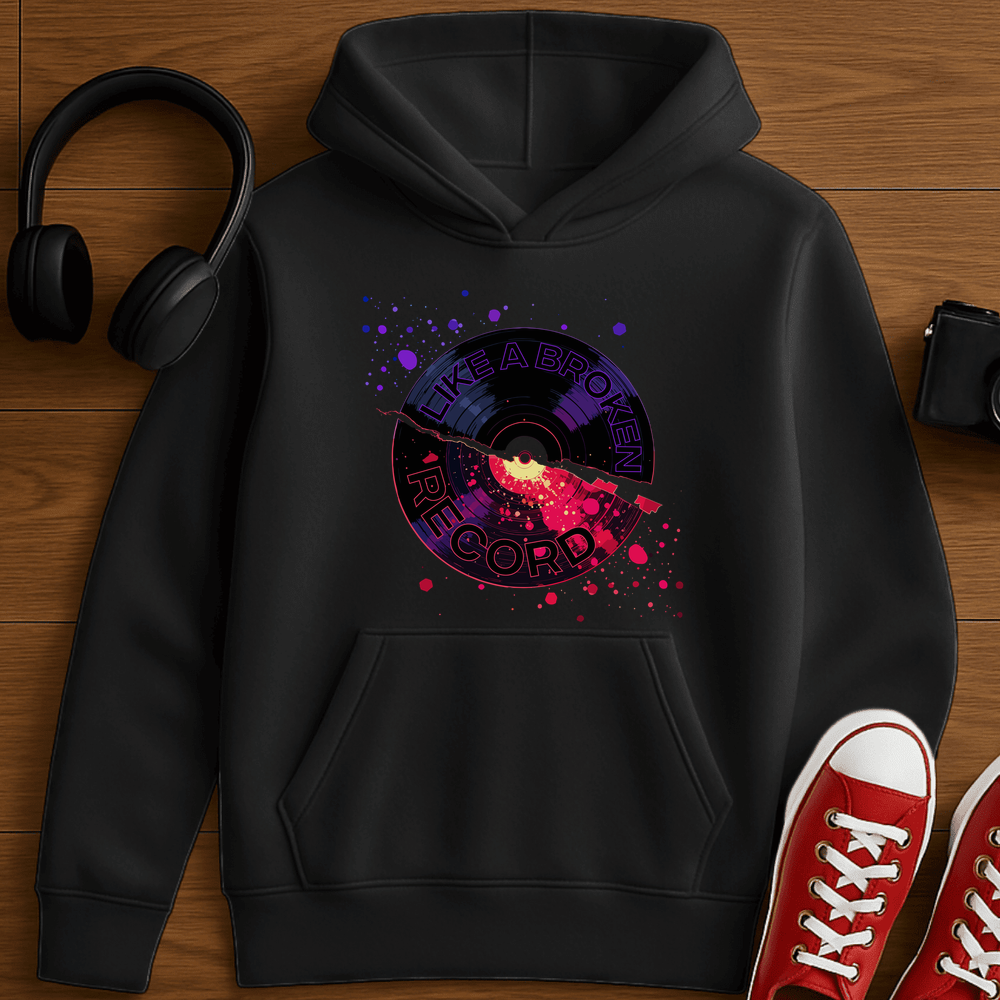 Broken Record Hoodie - Black