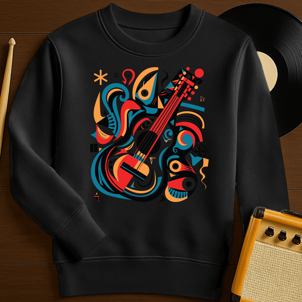 Abstract Guitar Crewneck - Black