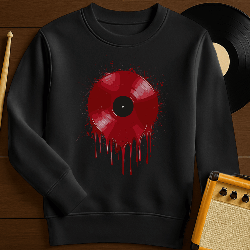 Red Wax Vinyl Crewneck - Black