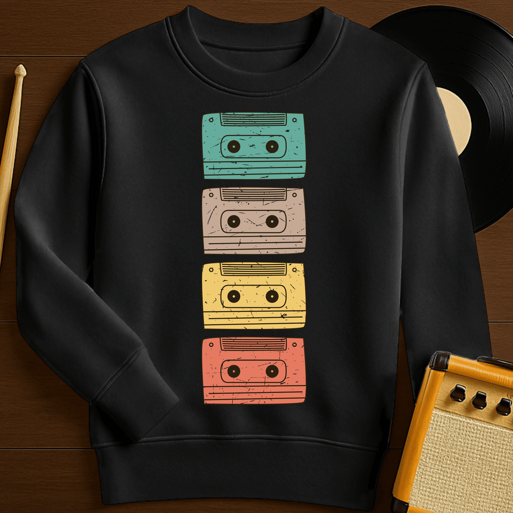 Colored Cassettes Crewneck - Black