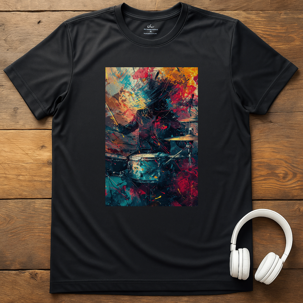 Vibrant Drummer T-Shirt - Black